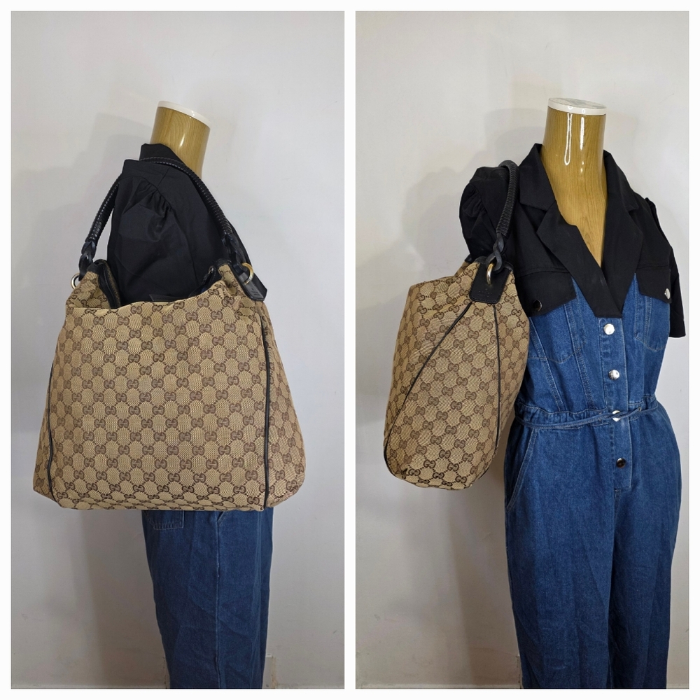 Gucci Tan and Black Hobo Bag
